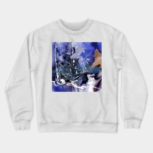 the blue stream painting ecopop art illustration in water oil Crewneck Sweatshirt